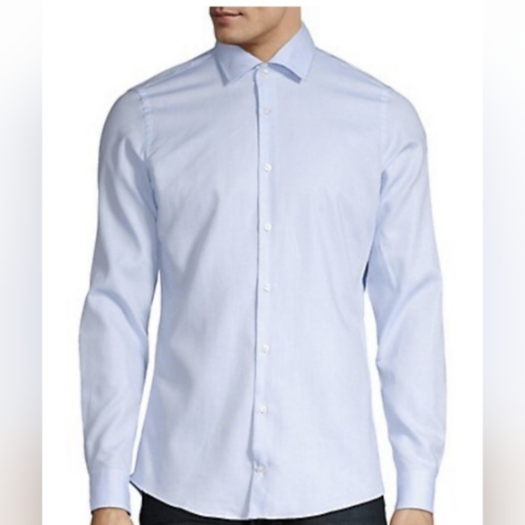 STRELLSON* Silas button front collared long sleeve mens dress shirt 41/16 blue - Picture 1 of 12